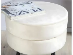 Pot Poef O40Cm Velours Beige.-Venture Home Outlet