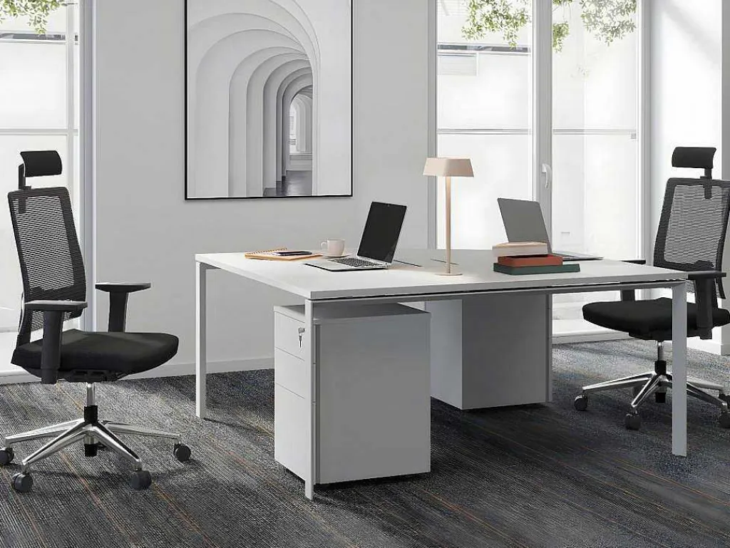 Professioneel Bureau Voor 2 Personen - Wit - L120 Cm - Downtown-Workēa Discount