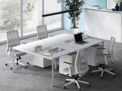 Professioneel Bureau Voor 4 Personen - Wit - L140 Cm - Downtown-Workēa Outlet