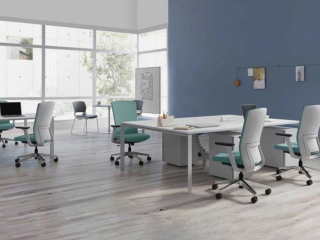 Professioneel Bureau Voor 4 Personen - Wit - L120 Cm - Downtown-Workēa New