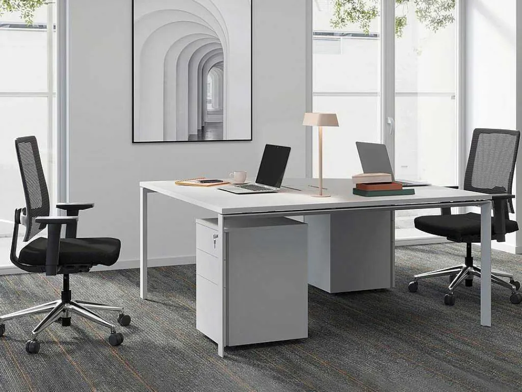 Professioneel Bureau Voor 2 Personen - Wit - L140 Cm - Downtown-Workēa New