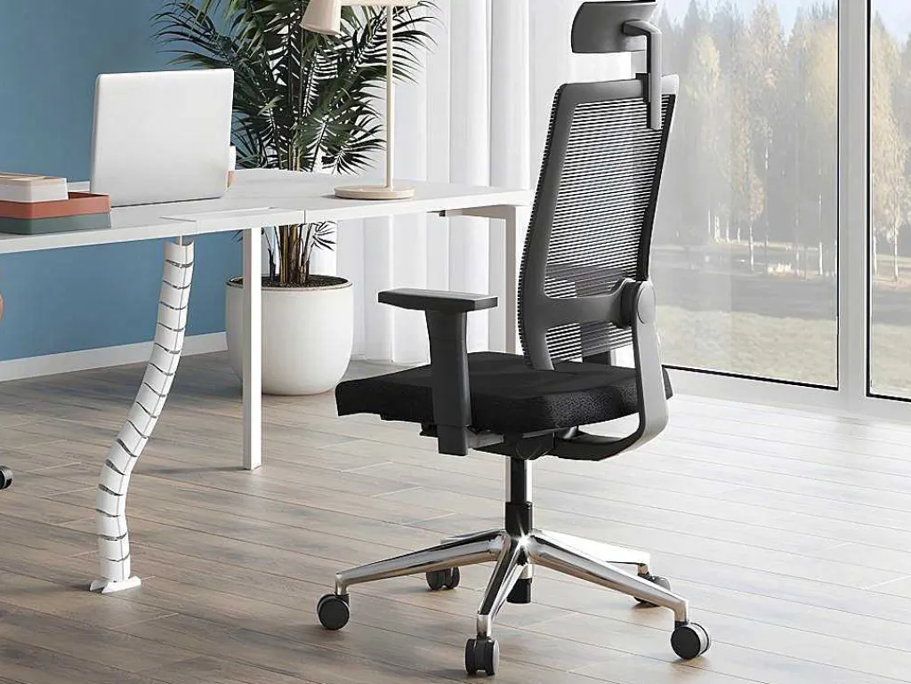 Professionele Ergonomische Bureaustoel - Met Hoofdsteun - Stof - Zwart - Wallstreet-Workēa Best