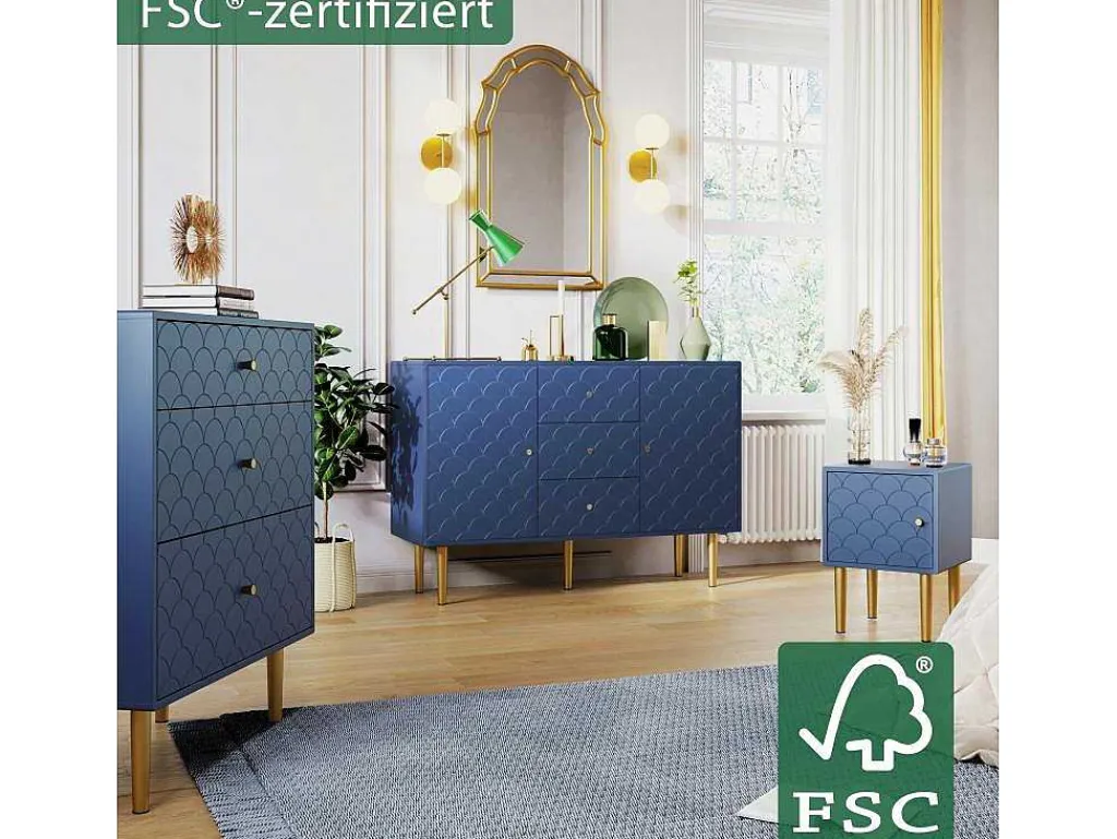 Ragement Ladekast Voor Slaapkamer - 3 Lades - Donkerblauw-ModernLuxe Discount