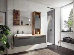 Ramon Spiegel Bad 80Cm 3 Planken Grijs,Eik Decor.-Vente-unique Clearance