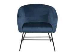 Ramy Fauteuil In Marineblauwe Stof En Zwart Metalen Onderstel.-Vente-unique Clearance