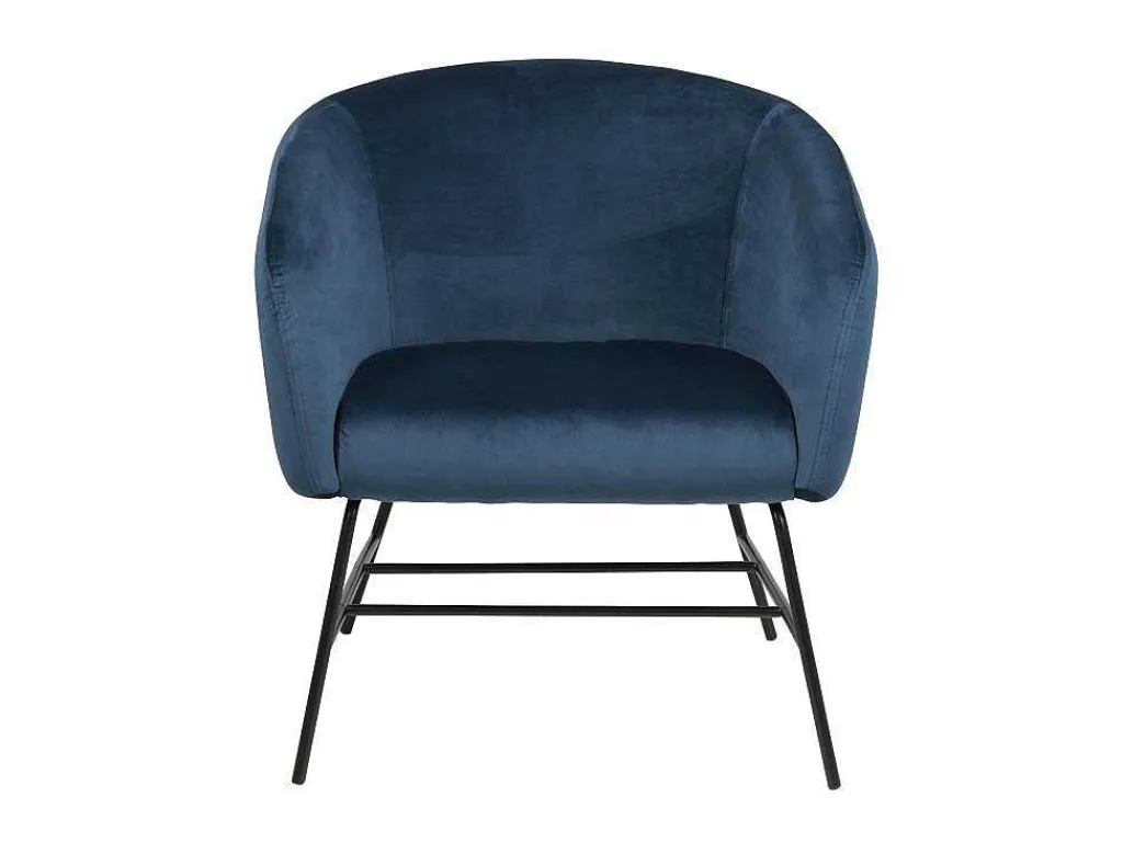 Ramy Fauteuil In Marineblauwe Stof En Zwart Metalen Onderstel.-Vente-unique Clearance