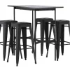 Rax Barmeubelset Bartafel Zwart En 4 Tempe Barstoelen Zwart.-Vente-unique Hot
