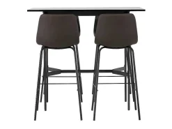 Rax Barmeubelset Bartafel Zwart En 4 Alexi Barstoelen Bruin.-Vente-unique Online