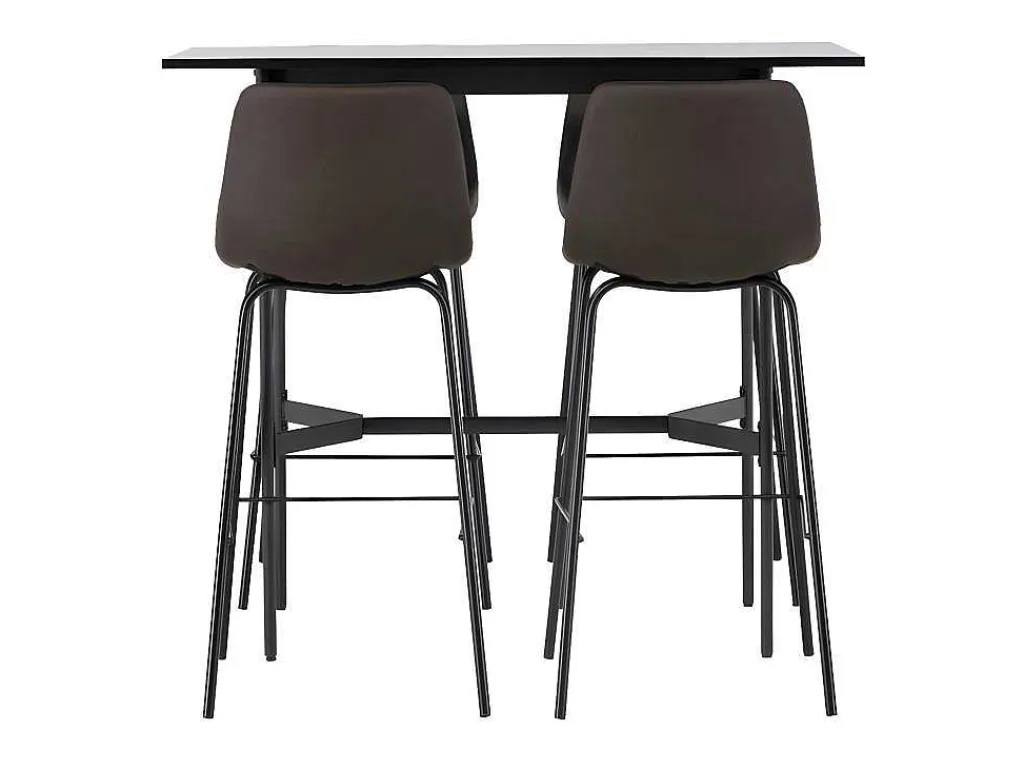 Rax Barmeubelset Bartafel Zwart En 4 Alexi Barstoelen Bruin.-Vente-unique Online