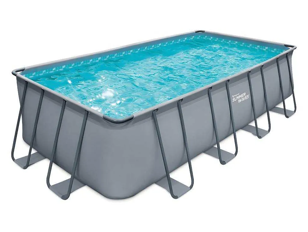 Rechthoekig Grijs Buizenzwembad Met Filterpomp Met Patroon - L549 X D274 X H132 Cm - Zamora-Vente-unique Clearance