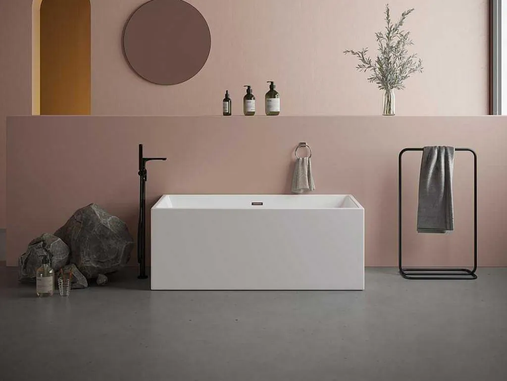 Rechthoekig Halfvrijstaand Bad - 202 L - 150 X 75 X 58 Cm - Wit - Acryl - Pikaia-Shower & Design Outlet