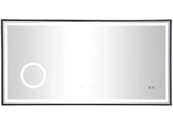 Rechthoekige Badkamerspiegel Met Licht En Digitale Klok - 120 X 60 Cm Aitana-OZAIA