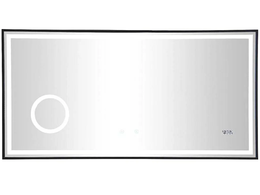 Rechthoekige Badkamerspiegel Met Licht En Digitale Klok - 120 X 60 Cm Aitana-OZAIA