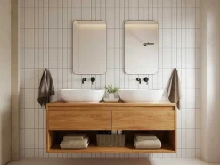 Rechthoekige Badkamerspiegel Met Gouden Contour - 50 X 80 Cm - Demetria-OZAIA