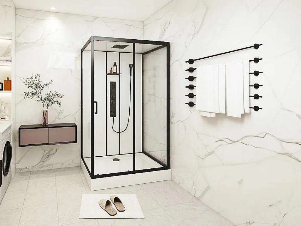 Rechthoekige Douchecabine Met Massagestralen Plaatsingsrichting Naar Keuze L120 X B80 X H215 Cm Sulipa-Shower & Design