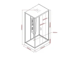 Rechthoekige Douchecabine Met Massagestralen Plaatsingsrichting Naar Keuze L120 X B80 X H215 Cm Sulipa-Shower & Design