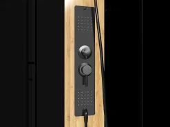 Rechthoekige Hydromassage Douchecabine Met Bamboe - Omkeerbare Installatie - Mat Zwart - L120 X B80 X H225 Cm - Vituna-Shower & Design New