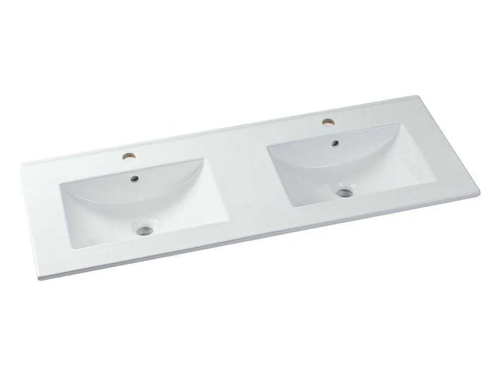 Rechthoekige Keramische Wastafel - Wit - 122 X 46,5 Cm - Motiac-Shower & Design Outlet