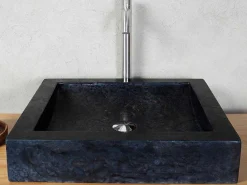 Rechthoekige Marmeren Wastafel - Zwart - 50 Cm - Sourgout-Shower & Design Online