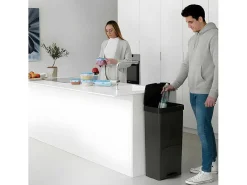 Recyclingvuilnisbak Met 3 Compartimenten - Gerecycled Plastic - 80L - Antraciet - Vanern-OZAIA New