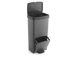 Recyclingvuilnisbak Met 3 Compartimenten - Gerecycled Plastic - 80L - Antraciet - Vanern-OZAIA New