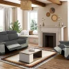 Relax Driezitsbank + Fauteuil Van Microvezel Talca - Antraciet En Licht Grijs-Vente-unique New