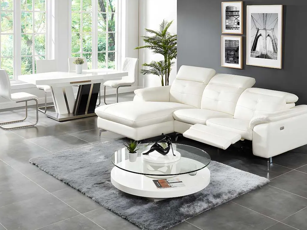 Relax Hoekbank Elektrisch Van Buffelleer Lismore - Wit - Hoek Links-Vente-unique Best