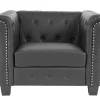 Relaxfauteuil Edinburgh Ronde Poten, Vierkante Voet, Zwart-Vente-unique Best