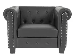Relaxfauteuil Edinburgh Ronde Poten, Vierkante Voet, Zwart-Vente-unique Best
