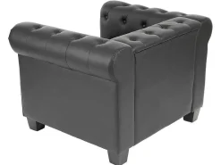Relaxfauteuil Edinburgh Ronde Poten, Vierkante Voet, Zwart-Vente-unique Best