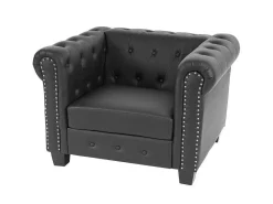 Relaxfauteuil Edinburgh Ronde Poten, Vierkante Voet, Zwart-Vente-unique Best