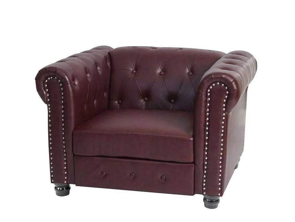 Relaxfauteuil Edinburgh Ronde Poten, Ronde Poten, Roodbruin-Vente-unique Sale