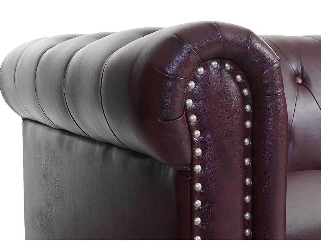 Relaxfauteuil Edinburgh Ronde Poten, Ronde Poten, Roodbruin-Vente-unique Sale