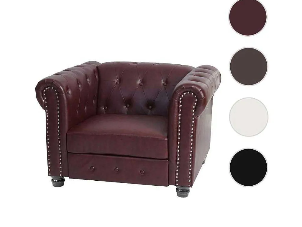 Relaxfauteuil Edinburgh Ronde Poten, Ronde Poten, Roodbruin-Vente-unique Sale