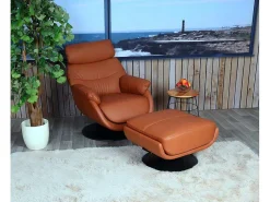 Relaxfauteuil Met Kruk Mcw-K99, Bruin-Vente-unique Clearance
