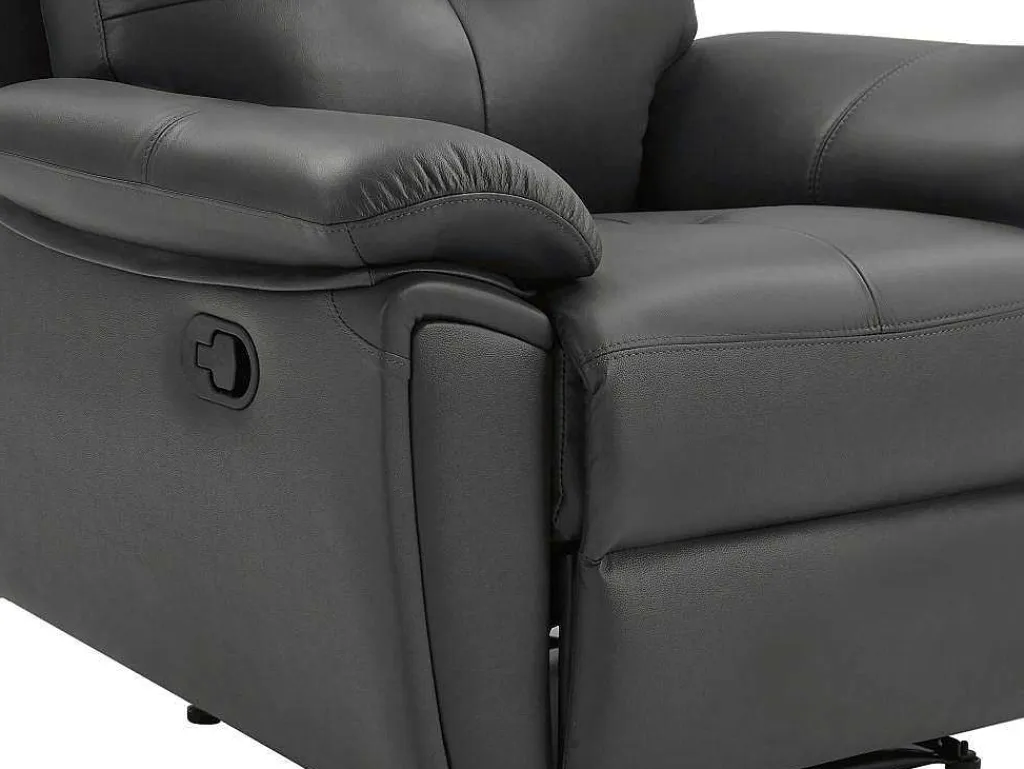 Relaxfauteuil Van Grijs Leer Vineta-Vente-unique Best