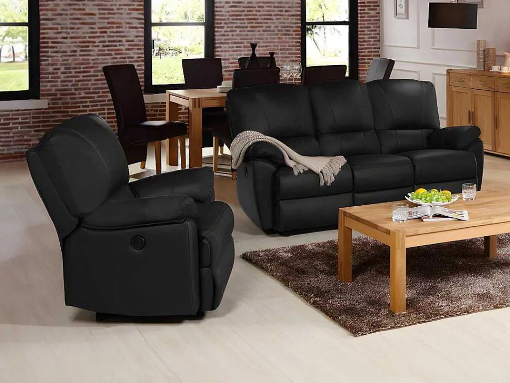 Relaxfauteuil Van Leer Marcis - Zwart - Elektrisch-Vente-unique Sale