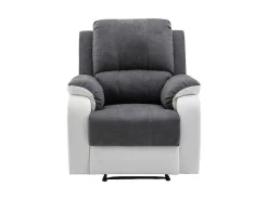 Relaxfauteuil Van Microvezel En Grijs En Wit Kunstleer Brody-Vente-unique Discount