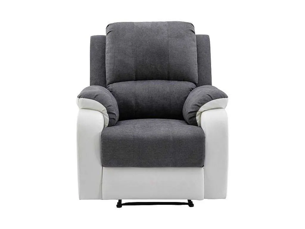 Relaxfauteuil Van Microvezel En Grijs En Wit Kunstleer Brody-Vente-unique Discount