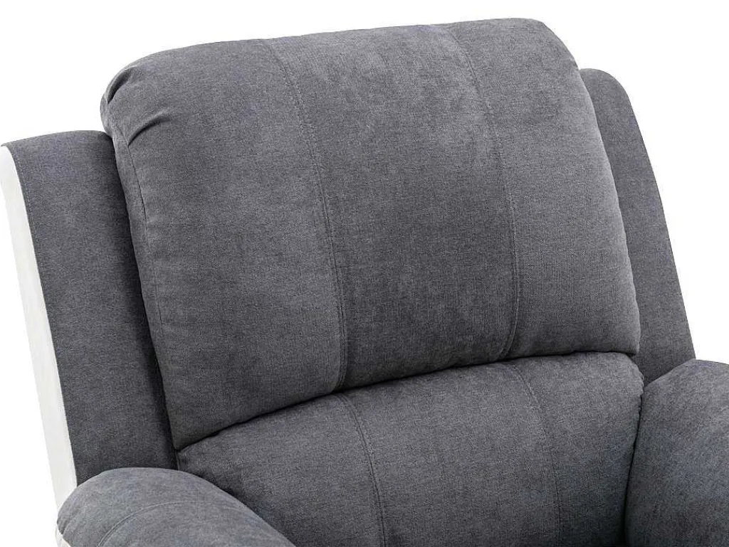 Relaxfauteuil Van Microvezel En Grijs En Wit Kunstleer Brody-Vente-unique Discount