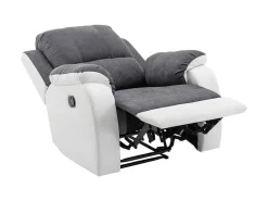 Relaxfauteuil Van Microvezel En Grijs En Wit Kunstleer Brody-Vente-unique Discount