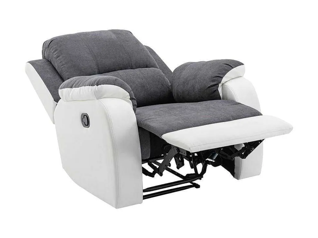 Relaxfauteuil Van Microvezel En Grijs En Wit Kunstleer Brody-Vente-unique Discount