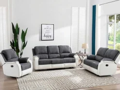 Relaxfauteuil Van Microvezel En Grijs En Wit Kunstleer Brody-Vente-unique Discount