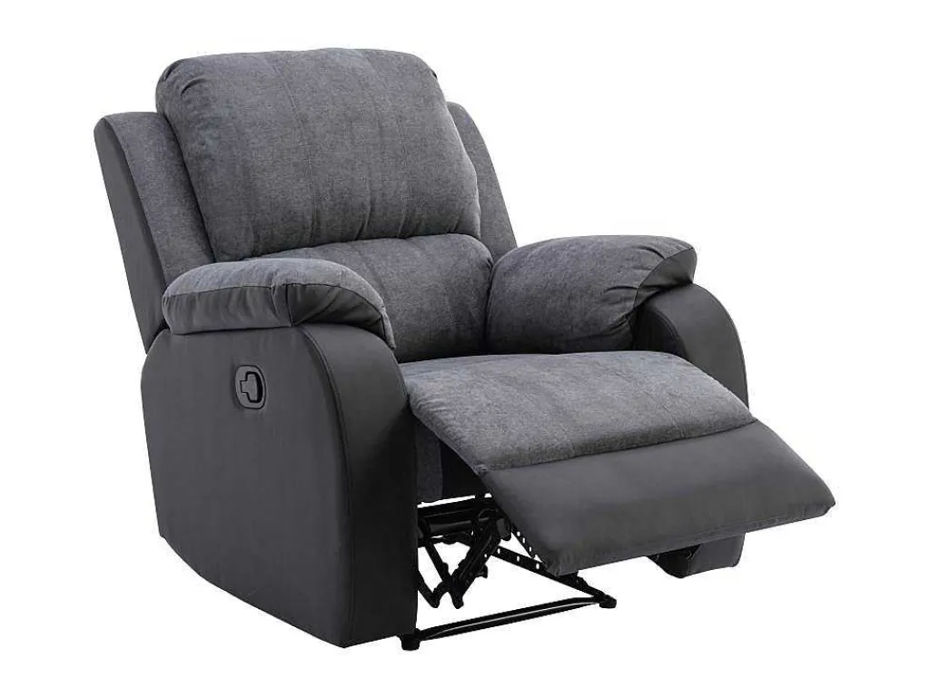 Relaxfauteuil Van Microvezel En Grijs En Zwart Kunstleer Brody-Vente-unique Discount