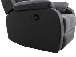 Relaxfauteuil Van Microvezel En Grijs En Zwart Kunstleer Brody-Vente-unique Discount