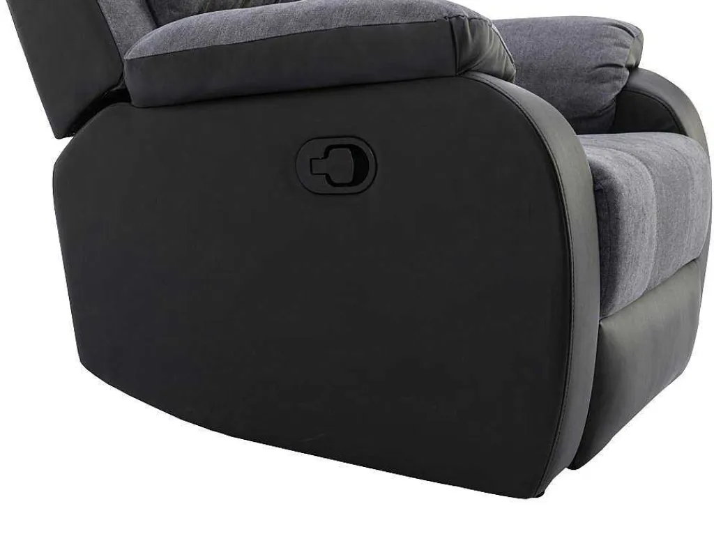 Relaxfauteuil Van Microvezel En Grijs En Zwart Kunstleer Brody-Vente-unique Discount