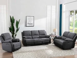 Relaxfauteuil Van Microvezel En Grijs En Zwart Kunstleer Brody-Vente-unique Discount