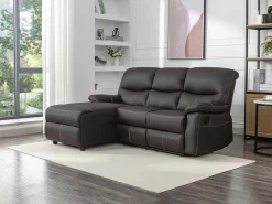 Relaxhoekbank Met Hoek Links Van Bruin Kunstleer Canby-Vente-unique Clearance