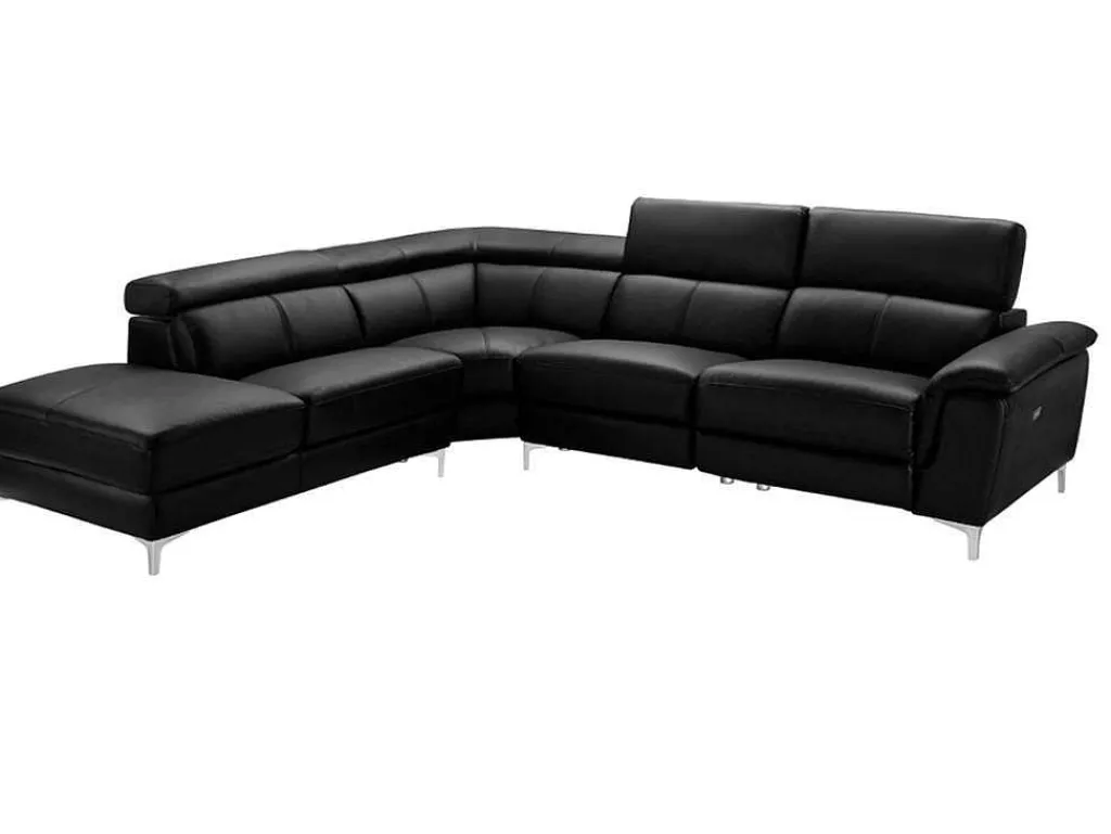 Relaxhoekbank Van Leer Sitia - Elektrisch - Zwart - Hoek Links-Vente-unique Hot