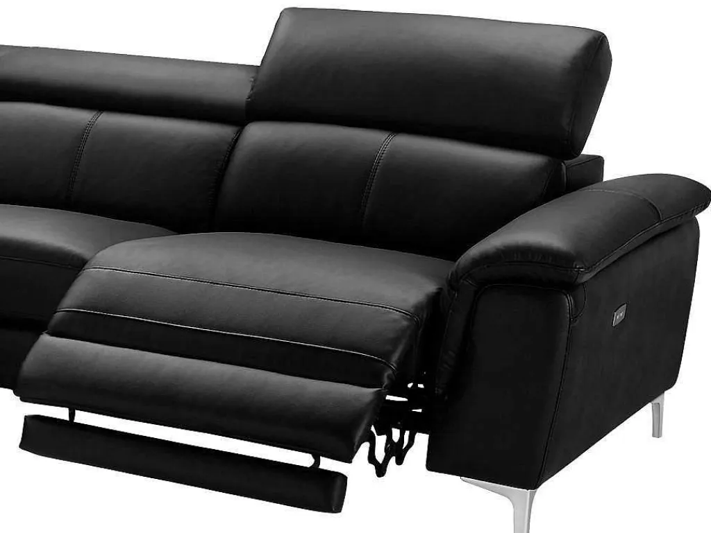 Relaxhoekbank Van Leer Sitia - Elektrisch - Zwart - Hoek Links-Vente-unique Hot